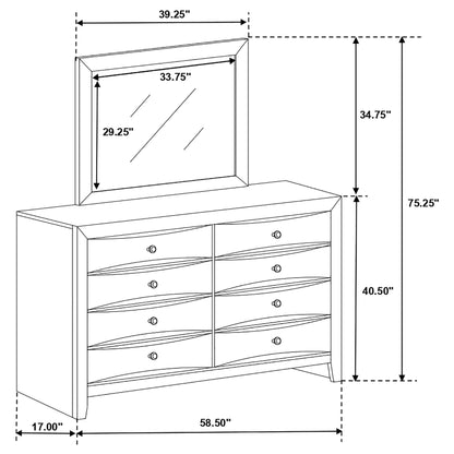 Palamino - 8 Drawer Dresser With Mirror - Black