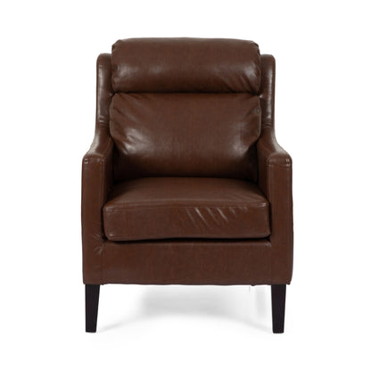 Contemporary Club Chair With Upholstered Fabric And Rubberwood Legs