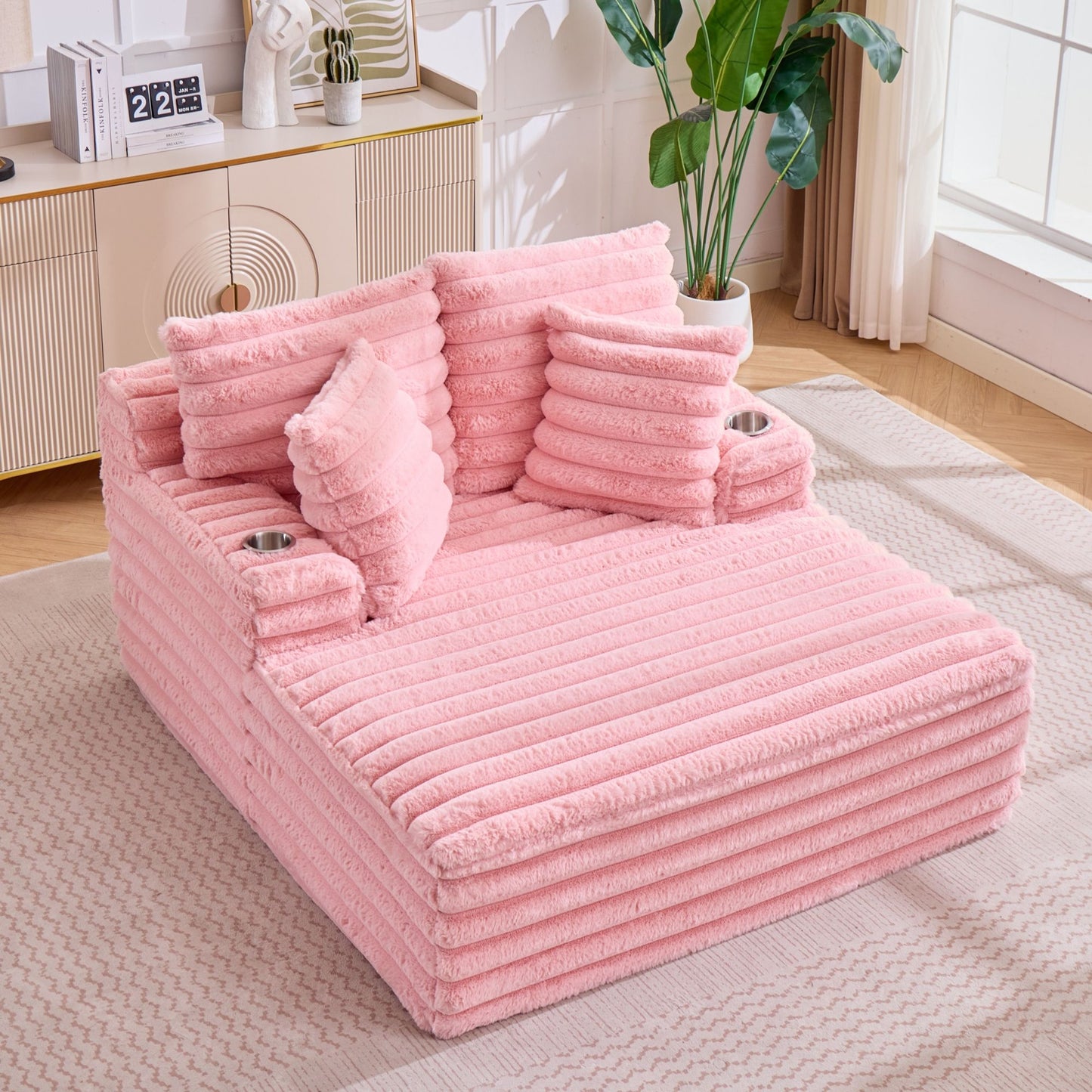 Oversized Chaise Lounge Chair Indoor With Pillows For Living Room