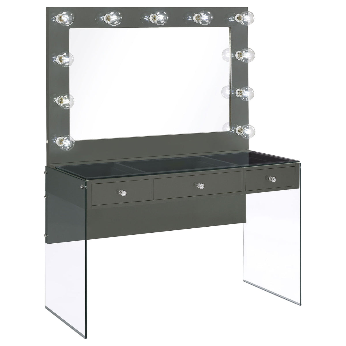 Katelyne - 3 Drawer Vanity Set With Mirror - Gray