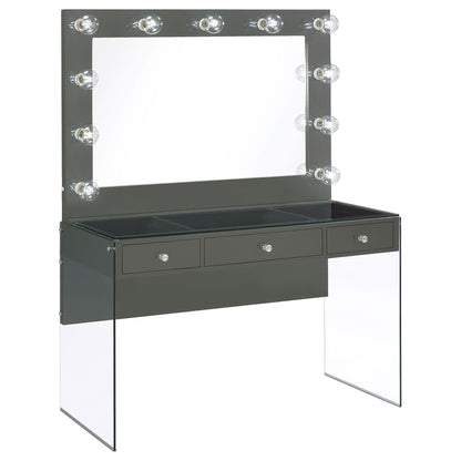 Katelyne - 3 Drawer Vanity Set With Mirror - Gray