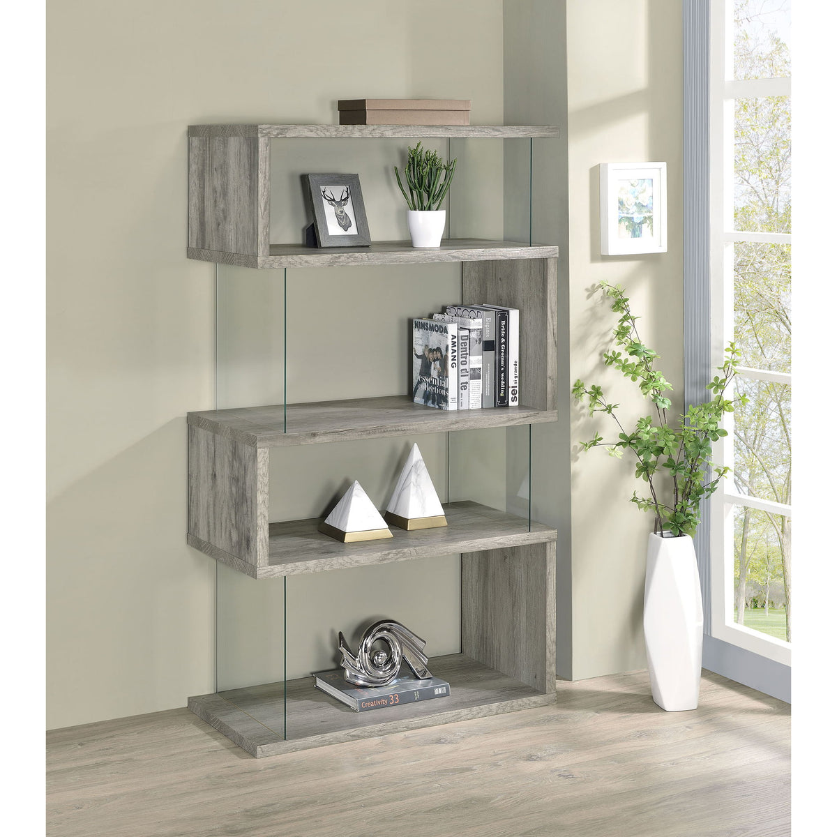 Elias - 4 Shelf Bookshelf With Zigzag Design