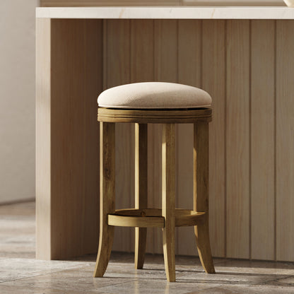 Backless Swivel Stool With Upholstered Seat