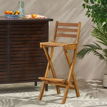 Outdoor Acacia Wood Folding Patio Barstool