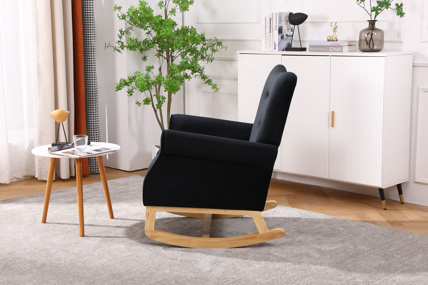 Modern Rocking Chair, Upholstered Accent Chair For Nursery, Small Contemporary Rocke