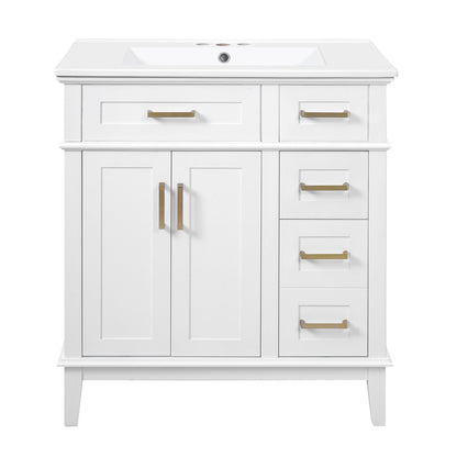 Modern Bathroom Vanity With Ceramic Sink, Soft Close Storage Cabinet