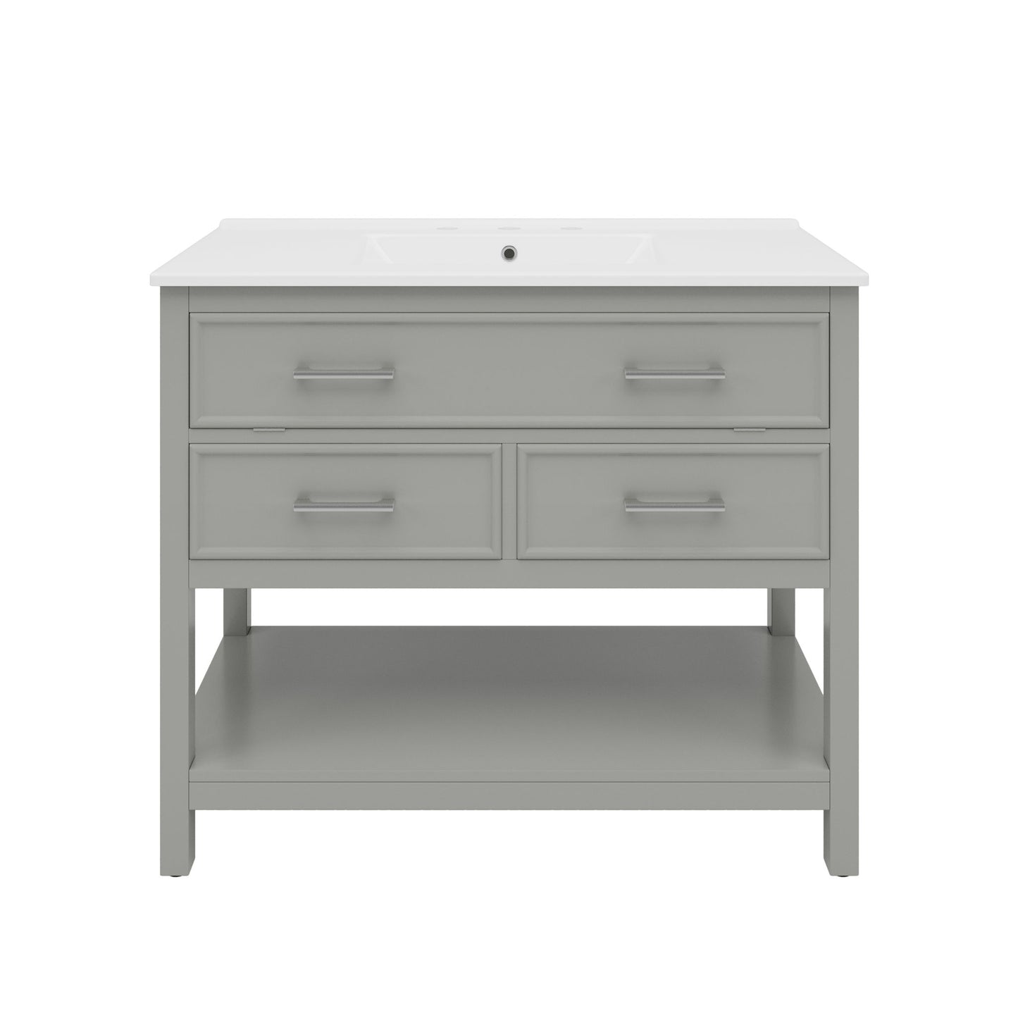 Bathroom Vanity With Ceramic Sink, Tip Out Tray & 2 Full Extension Drawers