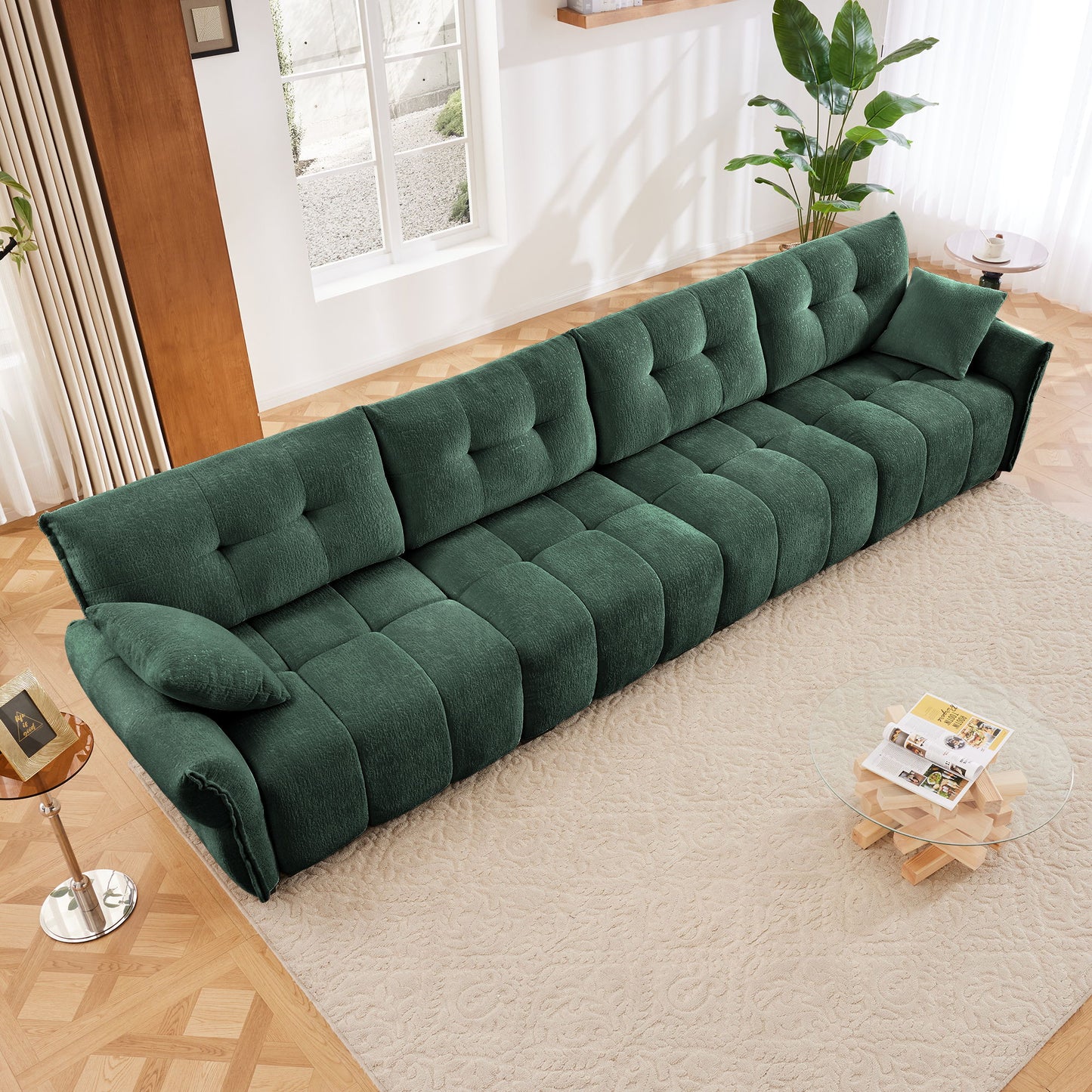 Modern Sofa & Pillows, Textured Cover, High Rebound Cushions