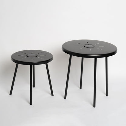 Solar Powered Side Table With LED Light, Outdoor / Indoor - Black