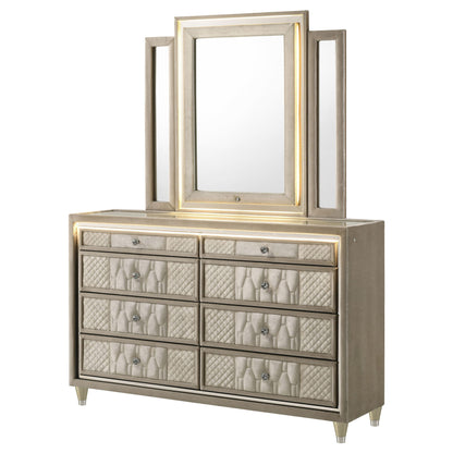Mika - 8 Drawer LED Dresser With Mirror - Ivory