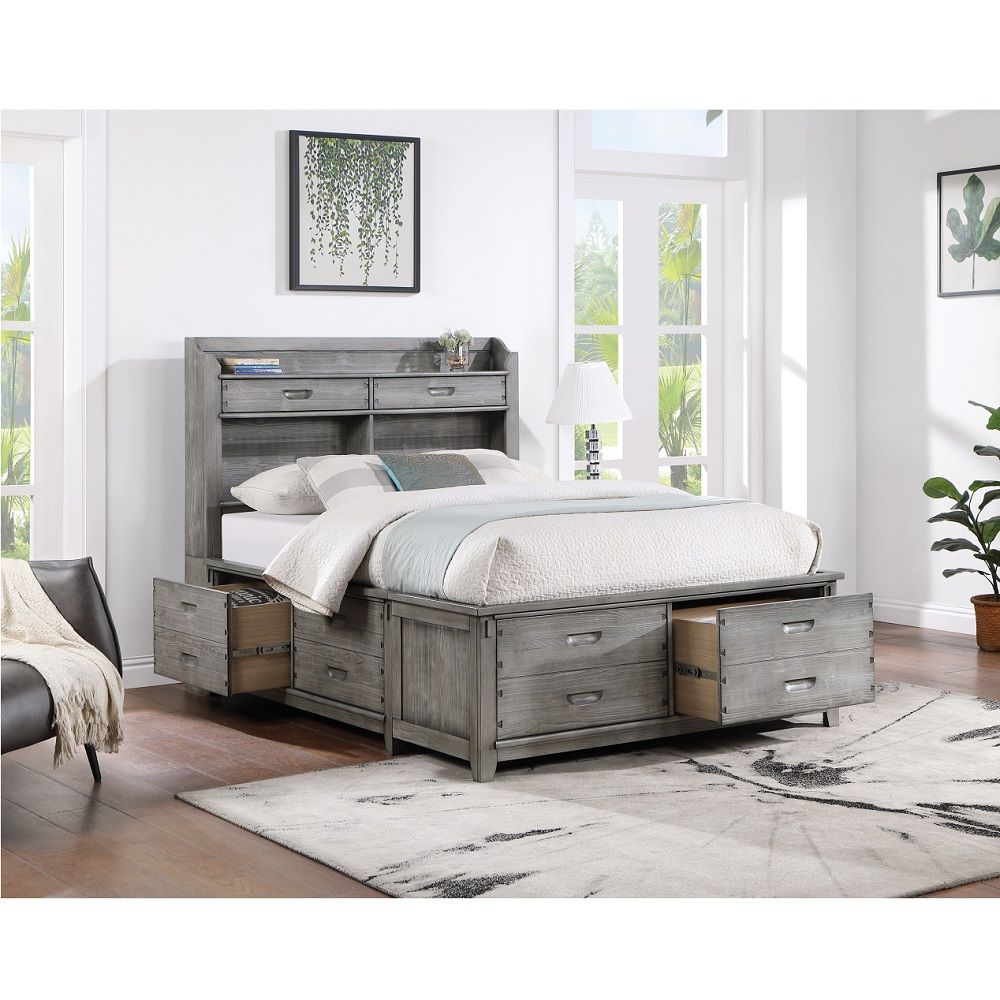 Veda - Full Bed With Storage - Gray