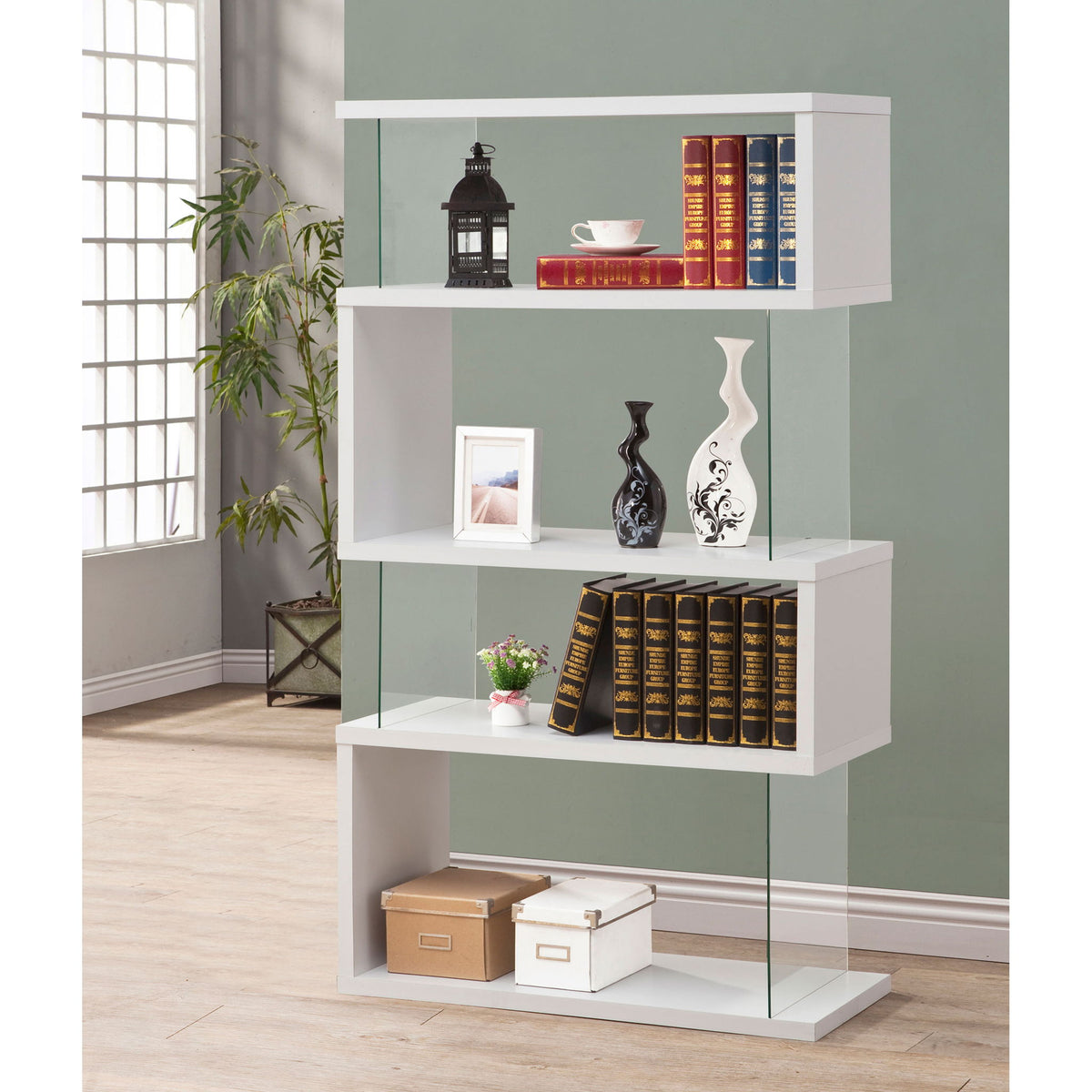 Elias - 4 Shelf Bookshelf With Zigzag Design