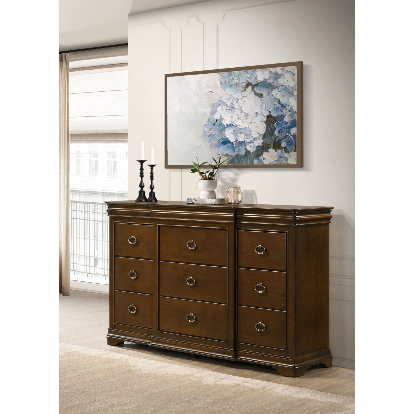 Leonide - 9 Drawer Dresser - Cherry
