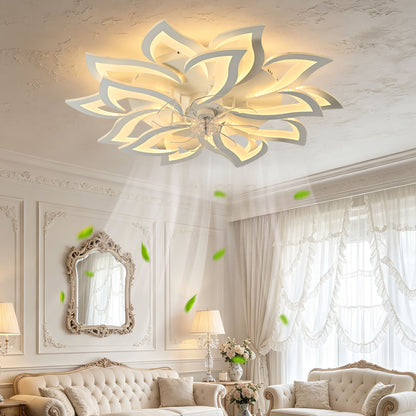 Ceiling Fan With Remote Control And Lights, 6 Speeds, 3 Color Temperatures, Low Profile Flush Mount