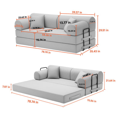 Convertible Sleeper Sofa Bed, Folding Mattress Couch - Light Camel