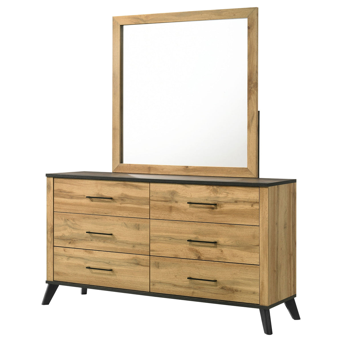 Georgina - 6 Drawer Dresser With Mirror - Natural Wood