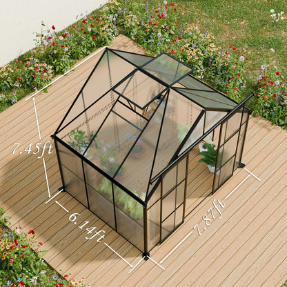 Double Door Polycarbonate house Raised Base And Anchor Aluminum Heavy Duty Walk In houses For Outdoor Backyard In All Season