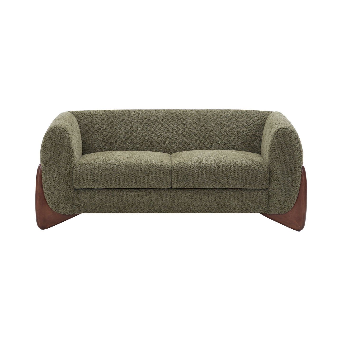Contemporary Boucle Sherpa Sofa With Birch Wood Legs