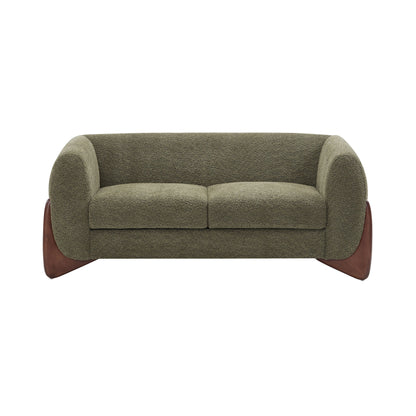 Contemporary Boucle Sherpa Sofa With Birch Wood Legs