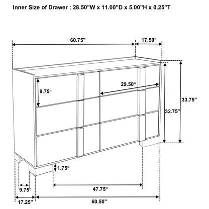 Lincoln - 6 Drawer Dresser - Natural / White