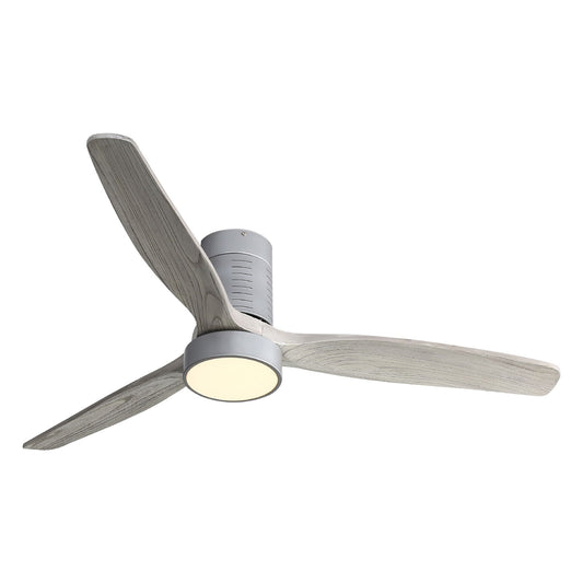 52" 18W LED Ceiling Fan With Dimmable 6 Speed Remote 3 Blade Reversible DC Motor For Living Room - Silver