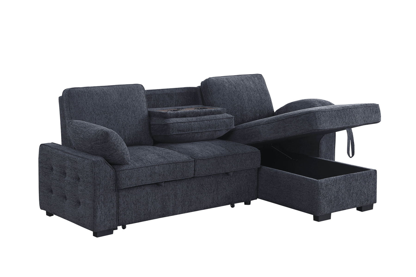 Mackenzie - Chenille Fabric Sleeper Sectional With Right-Facing Storage Chaise