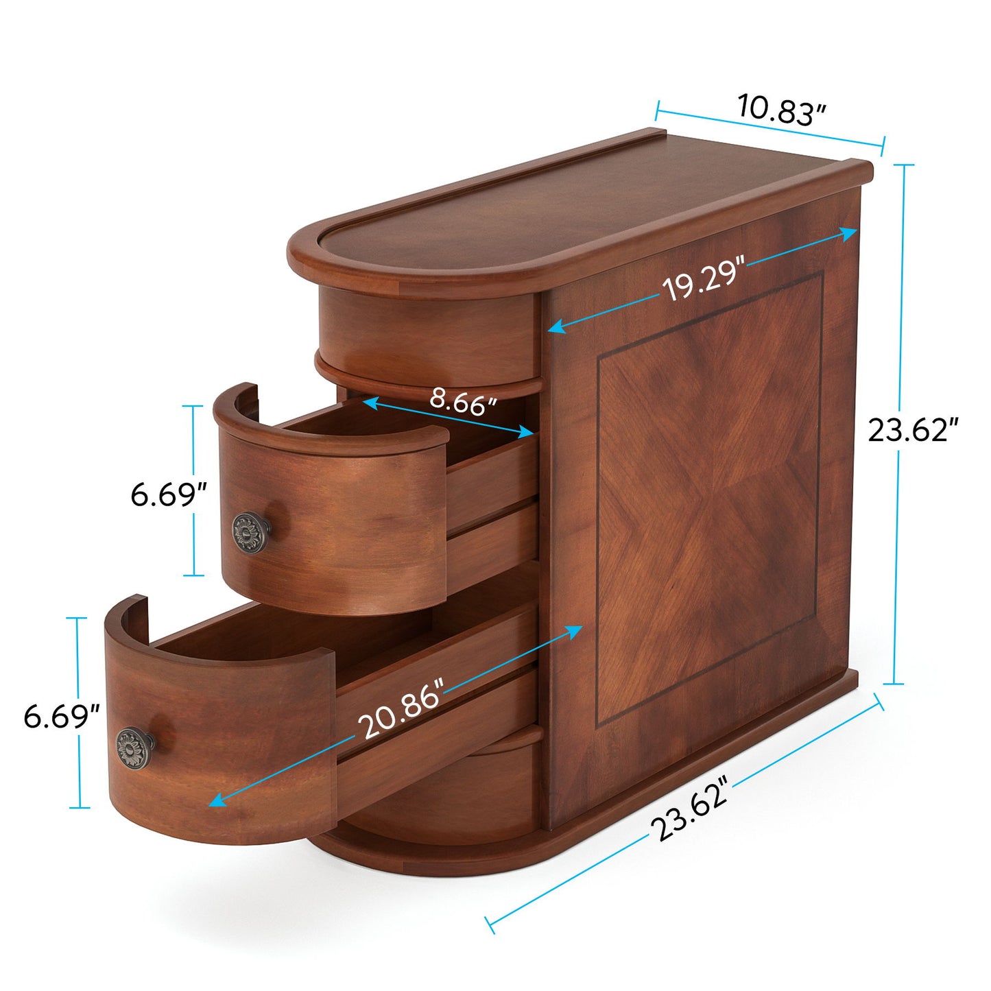 Narrow 2 Drawer End Table