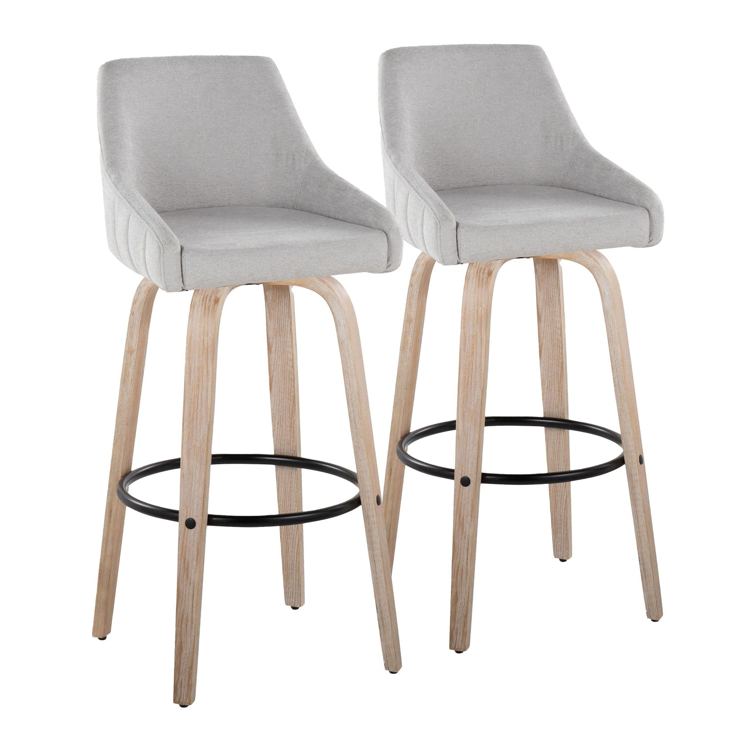 Hannah - Transitional Fixed Height Barstool With Swivel With Round Footrest (Set of 2)