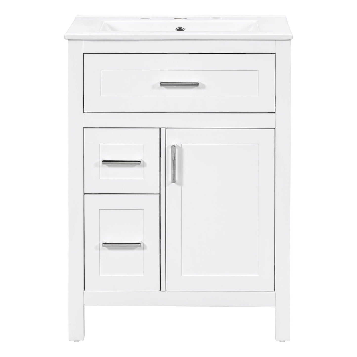 Modern Bathroom Vanity With Sink, Flip Drawer & 2 Drawers, Soft Close Hinges, Adjustable Shelf