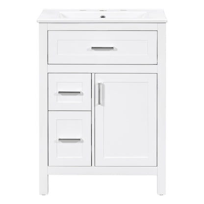 Modern Bathroom Vanity With Sink, Flip Drawer & 2 Drawers, Soft Close Hinges, Adjustable Shelf