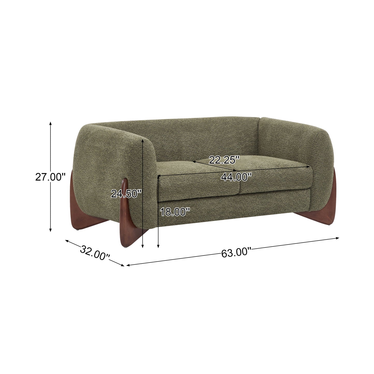 Contemporary Boucle Sherpa Sofa With Birch Wood Legs