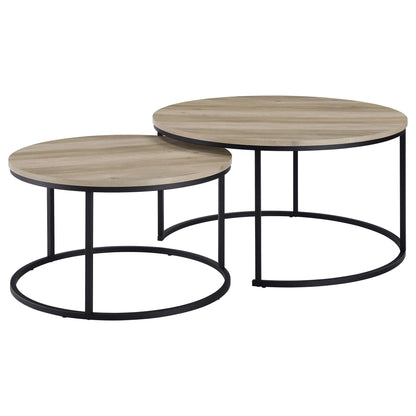 Arrize - 2 Piece Round Nesting Coffee Table Set - Pine Wood
