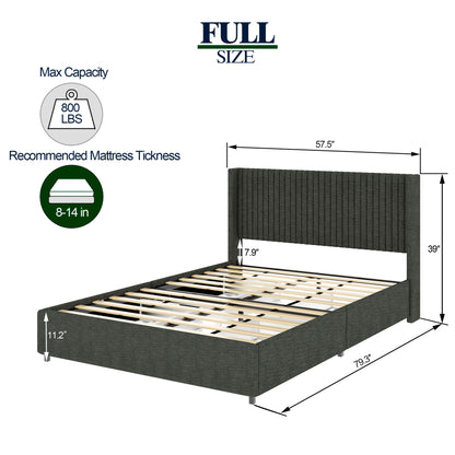 Anna - Upholstered Wingback Platform Bed With Patented 4 Drawers Storage