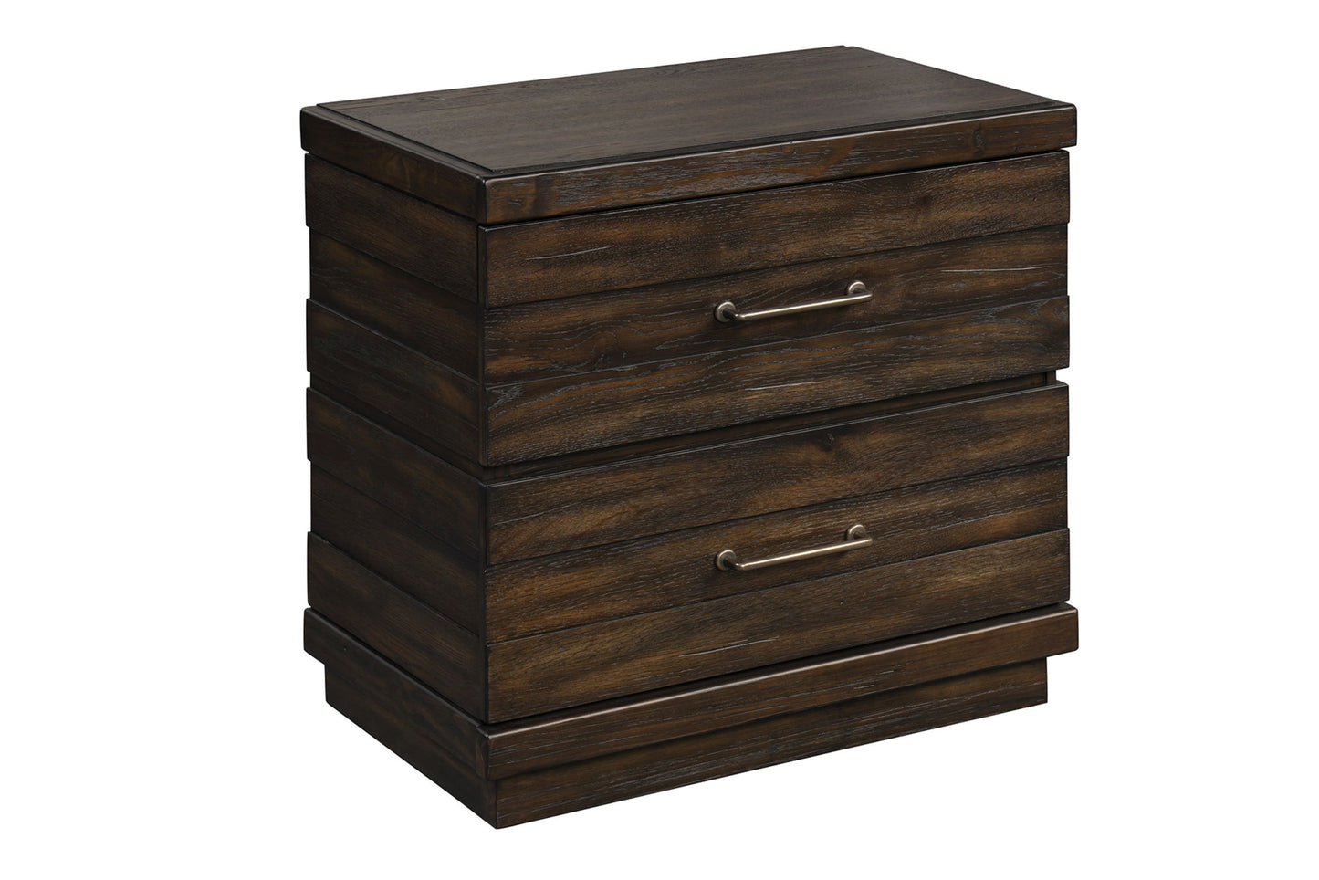 Industrial Farmhouse Designed 2 Drawer Nightstand - Brown