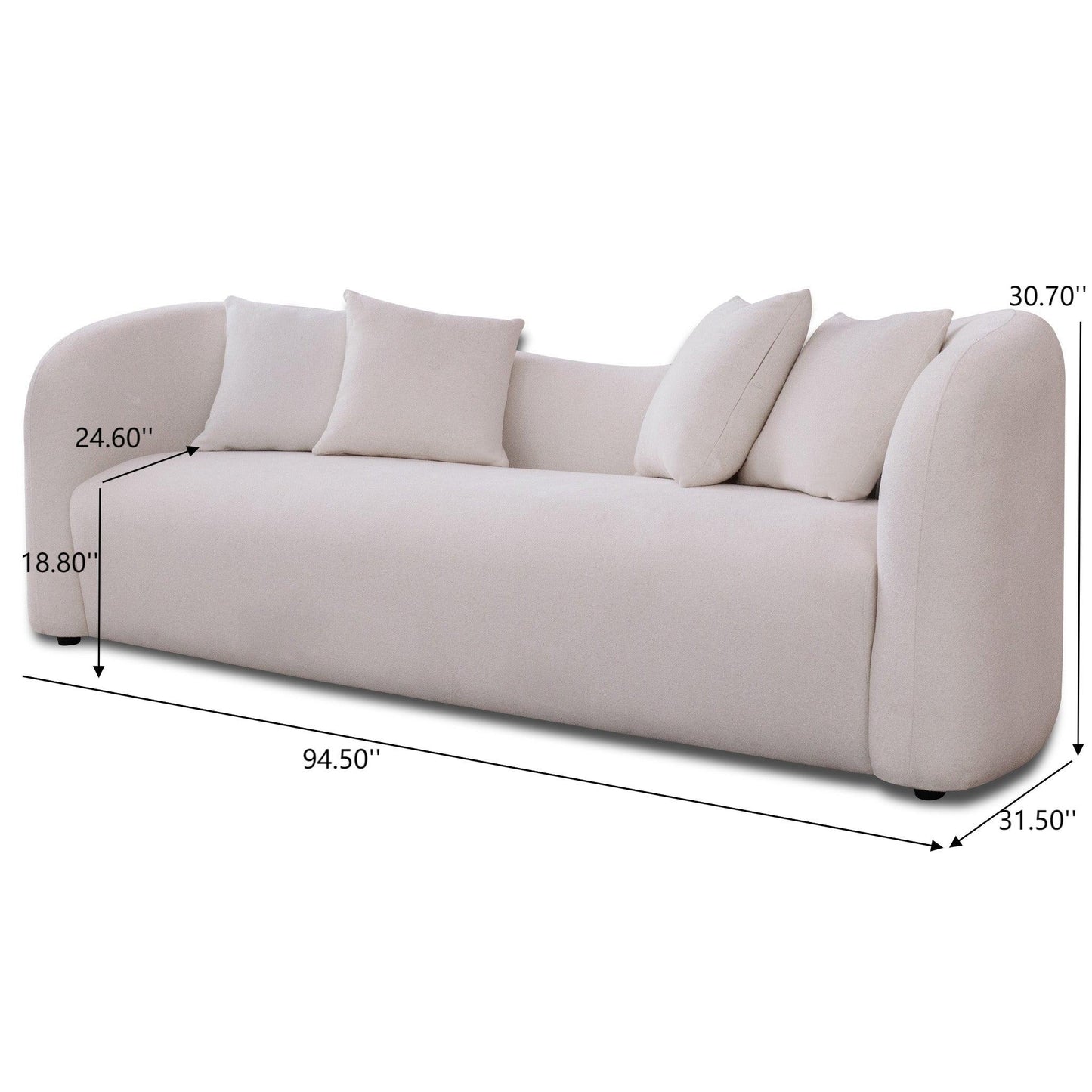 Mason - Mid Century Modern Luxury Tight Back Curvy Couch