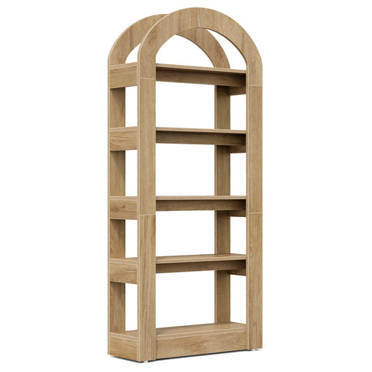 Arched 5 Tier Bookshelf, Deep Storage - Teak