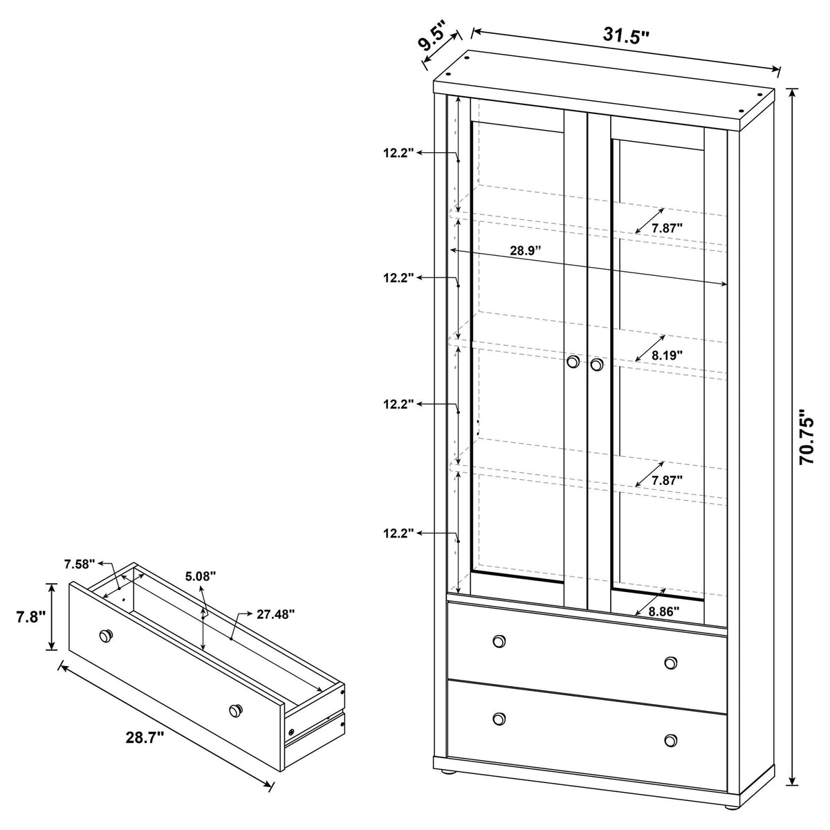 Idaho - 4 Shelf Display Cabinet