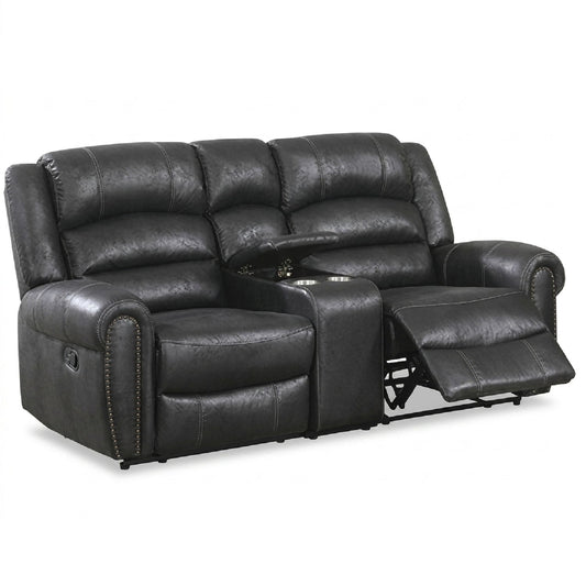 Power Reclining Loveseat With USB Port And Cup Holder Console - Black