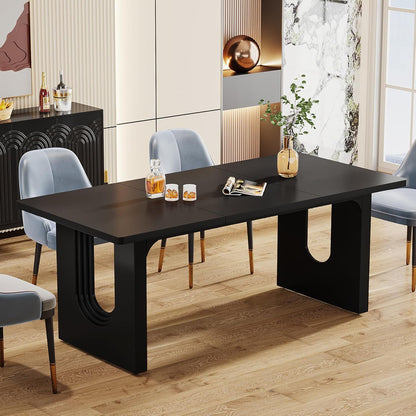 Rectangular Dining Table For 6 - 8 People With Pedestal Base