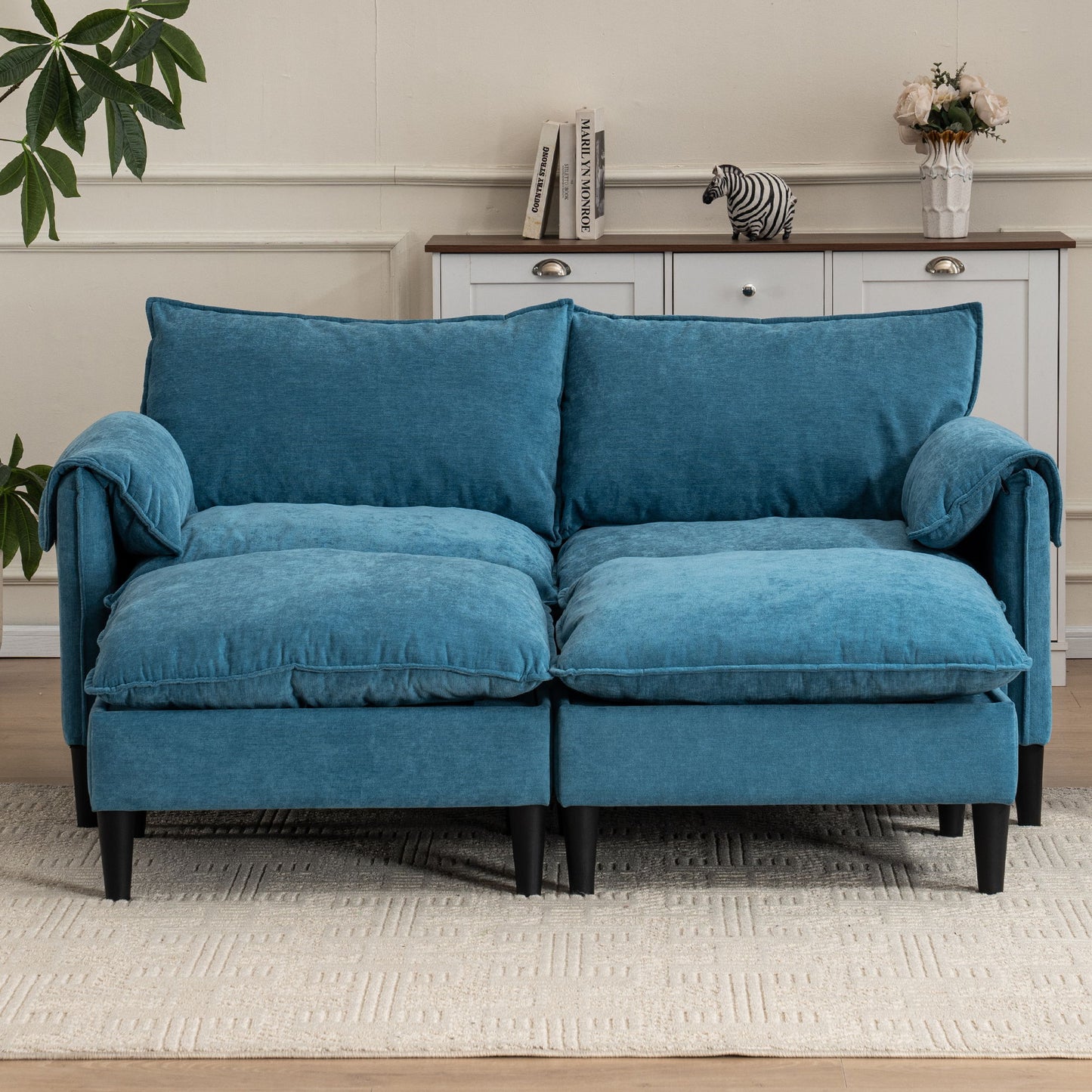 Convertible Combination Sofa With Footstools With Storage