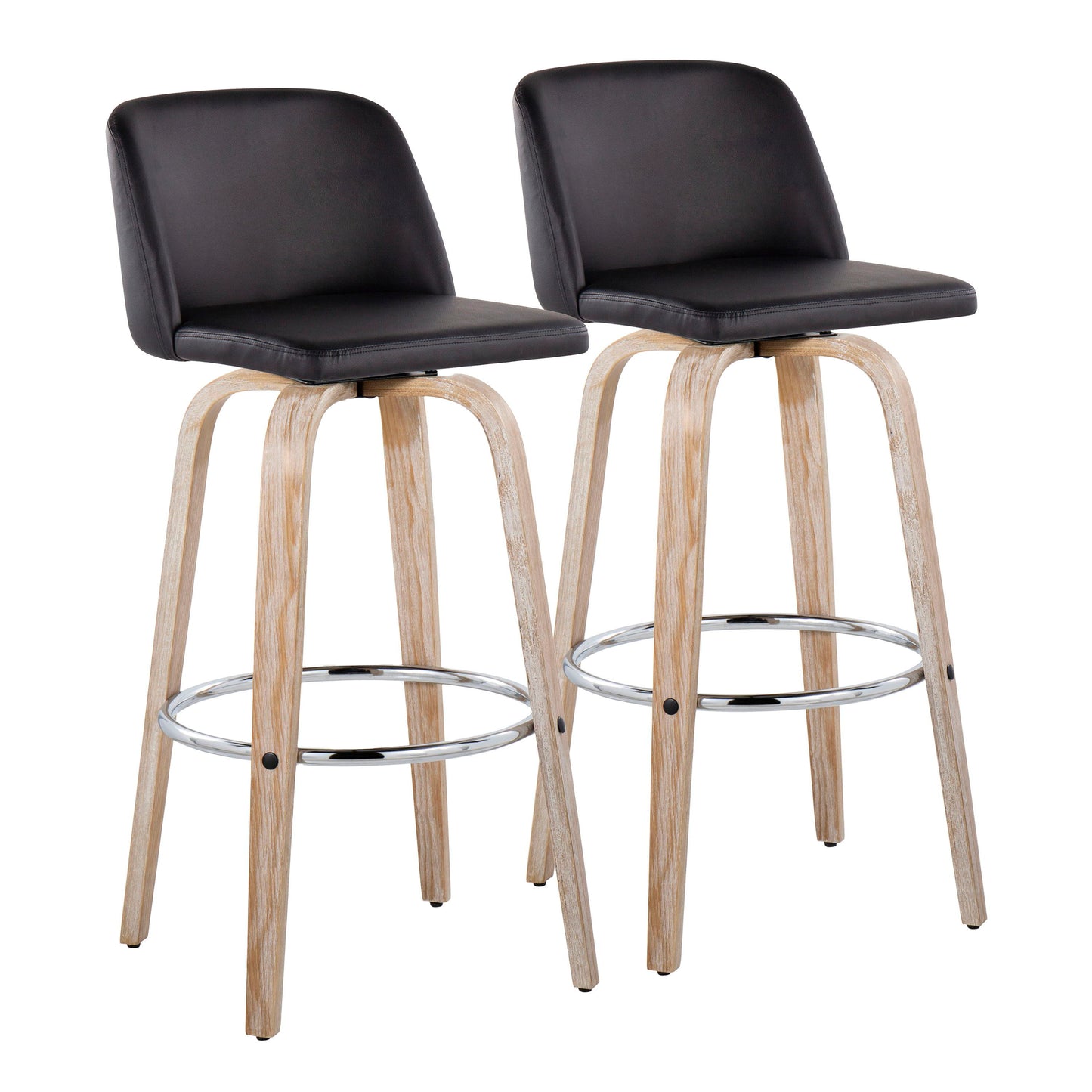 Toriano - Contemporary Fixed Height Barstool With Swivel & Round Footrest (Set of 2)