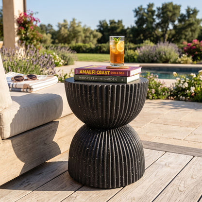 Side Table With Speckled Ribbed Texture