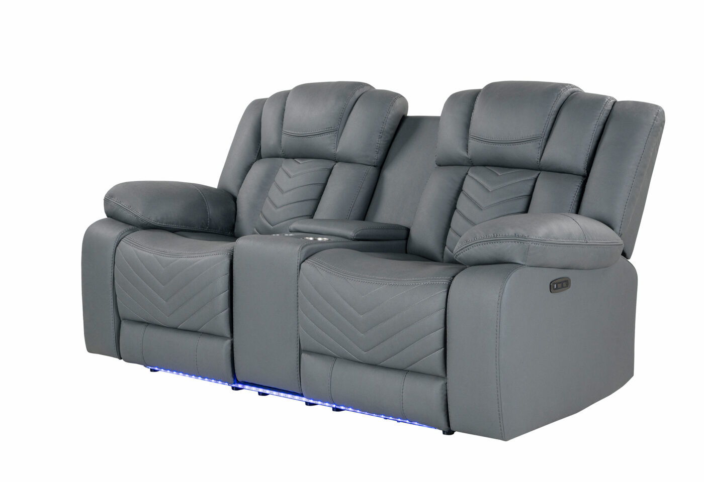 Raize - 10 Power Console Reclining Loveseat With LED - Gray