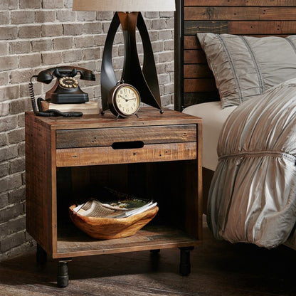 Renu - Nightstand With Drawer - Light Brown Multi