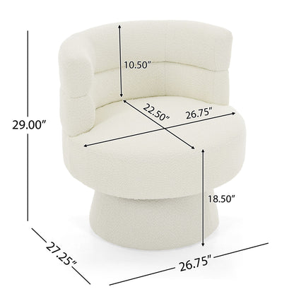 Swivel Accent Chair, 360° Rotating Design With Ergonomic Support For Living Room, Bedroom & Home Office - Cream White