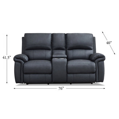 Monica - Power Zero Gravity Reclining Loveseat With Console - Gunmetal