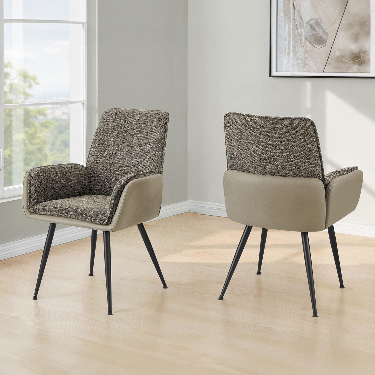 Dining Chair For Kitchen (Set of 2) - Brown / Gray