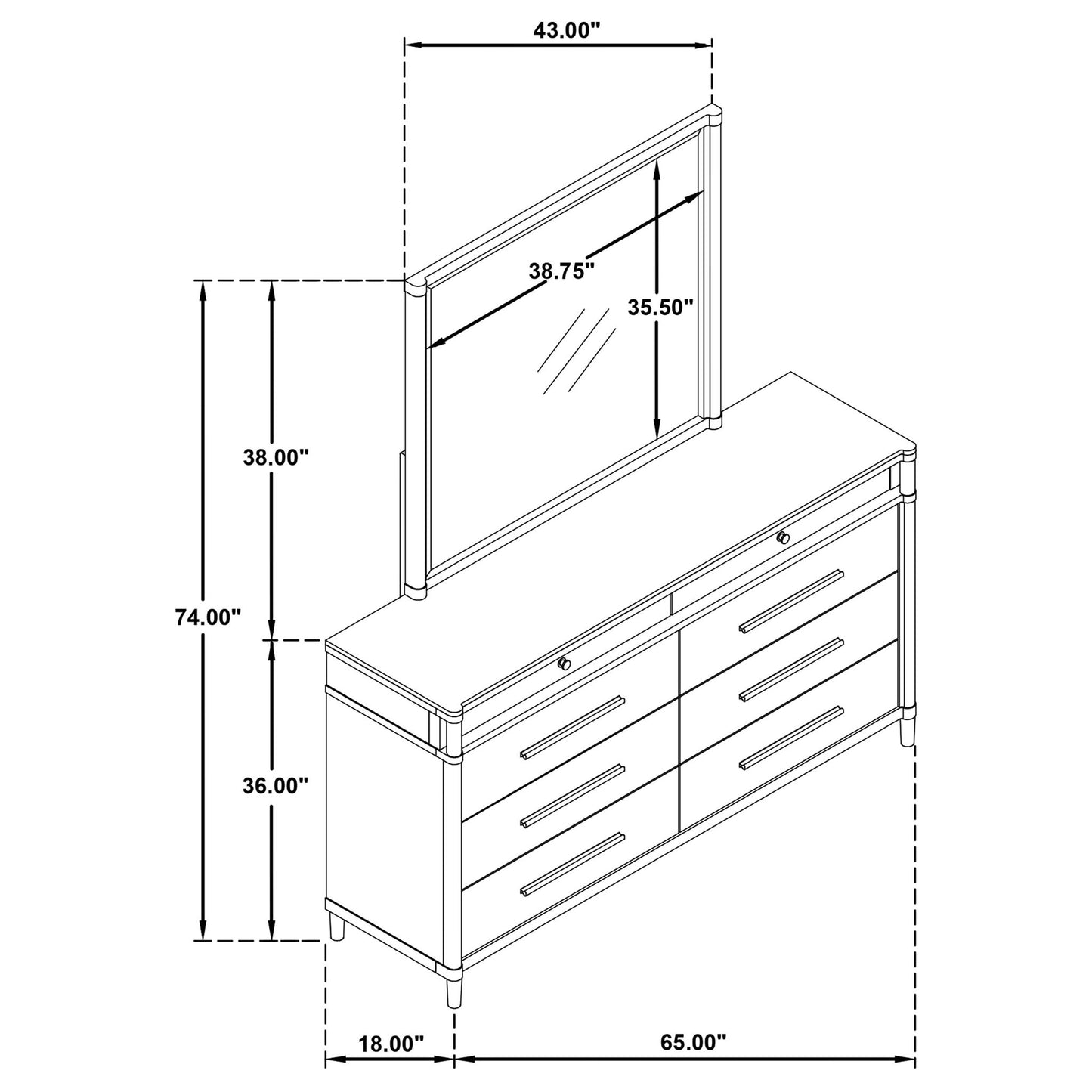 Robinson - 8 Drawer Dresser With Mirror - White