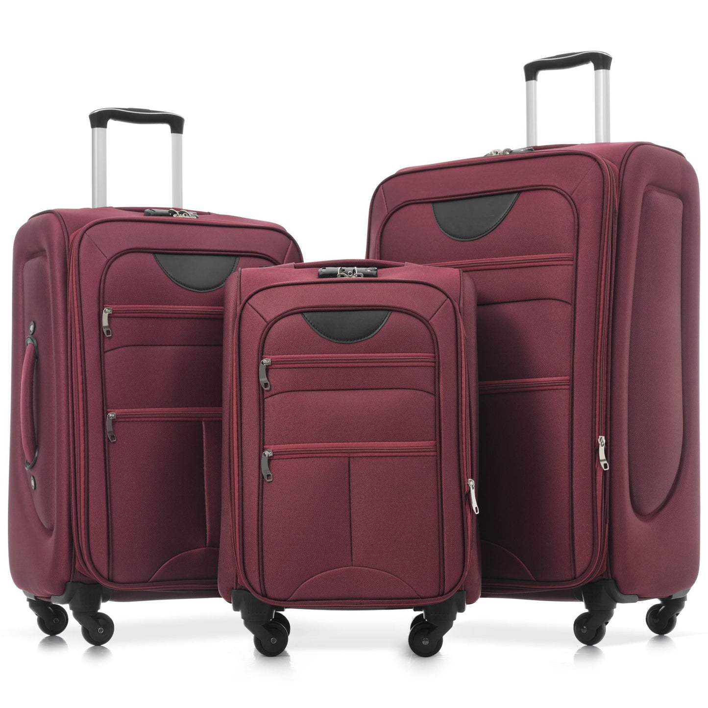 Softside Luggage Expandable 3 Piece Set Upright Spinner Lightweight Suitcase