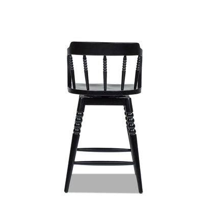 Breda - Turned Bubble Spindle Low Back Counter Stool - Black